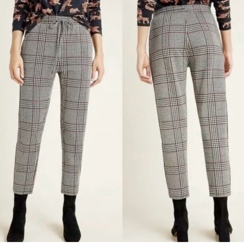 Anthropologie‎ Dickens Black and White Red Patterned Joggers ladies Large NWT